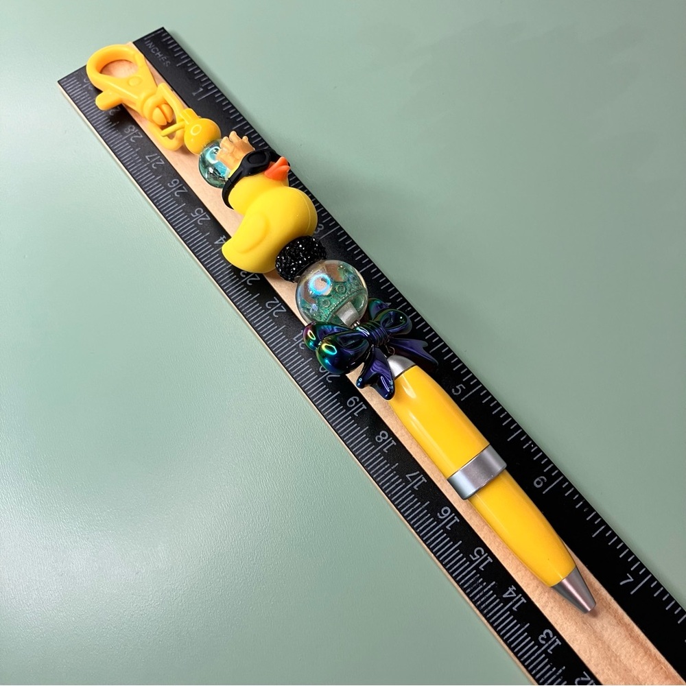 Cute King Duck with Crown and Sunglasses Handmade Beaded Keychain Pen - Picture 7 of 7